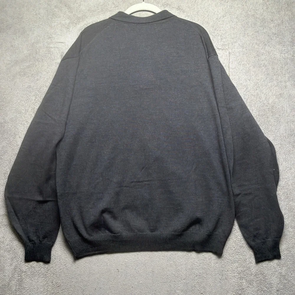 Merino Wool Polo Sweater Gray‎ Long Sleeve Knit Mens XL Metropolitan View